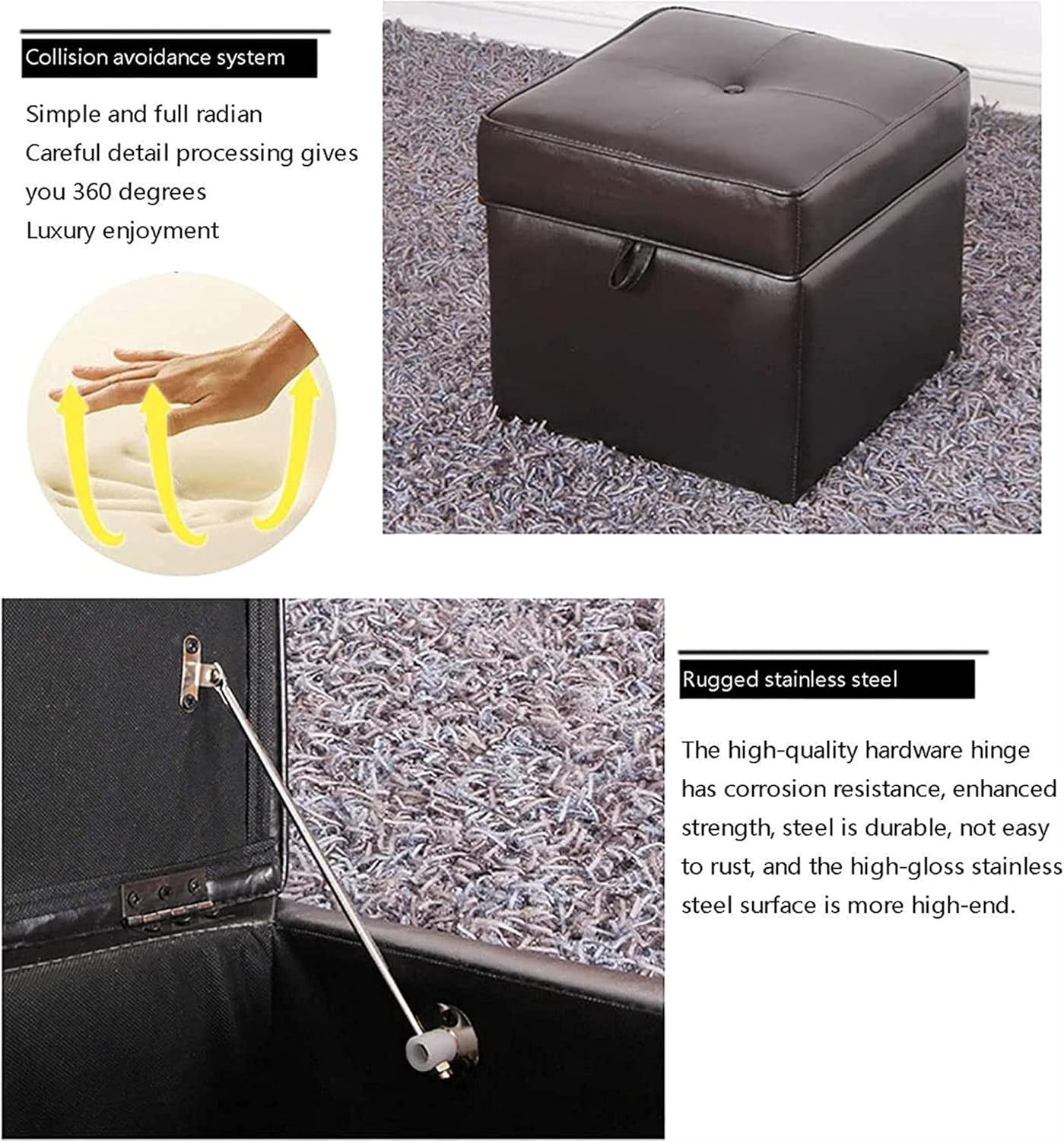 Pouf Foot Stool Entryway Storage Bench Leather Toy Chest Foot Rest Seat/Stool Storage Ottomans Shoe Bench Storage Stool Pouf