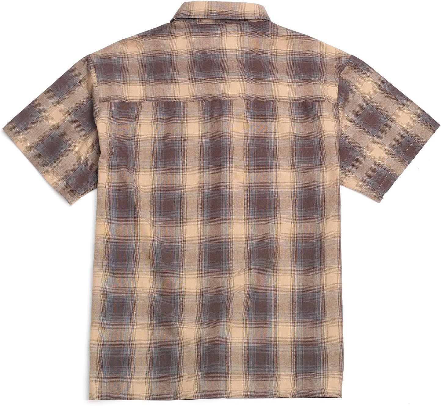 YAGO Men's Casual Checkered Relaxed Fit Button Up Short Sleeve Work Shirt - Image 5