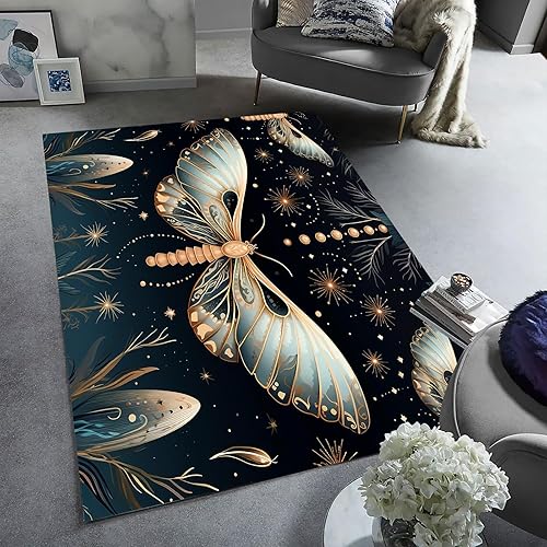 Miniatura 3 de Alfombra antideslizante de arte abstracto de mariposas para sala de estar, dormitorio, comedor y cocina