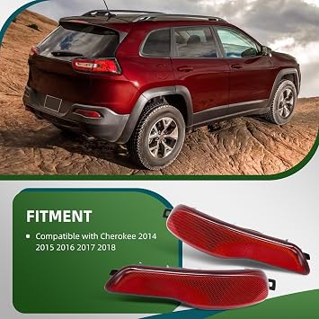 Rear Bumper Reflector Light Compatible with Cherokee 2014-2018 | 68105144AC, 68105145AC, Left and Right Side