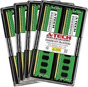 A-Tech 256GB DDR4 ECC Registered RDIMM Kit (8x32GB) 3200MHz for Servers & Workstations