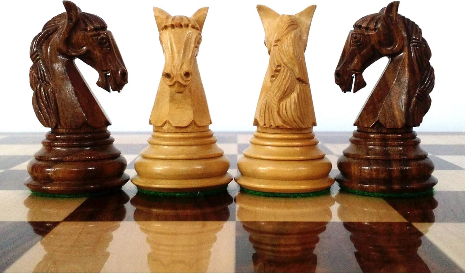 RoyalChessMall -3.9" Unique Old Columbian Weighted Chess Pieces Set - Golden Rosewood- 4 Queens