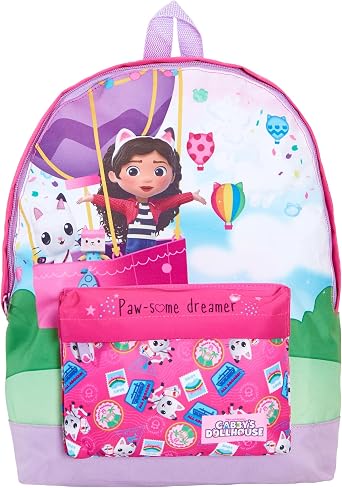 Gabby's Dollhouse Backpack + Lunch Bag + Pencil Case Girls 3 Piece Pandy Paws School Bag Set