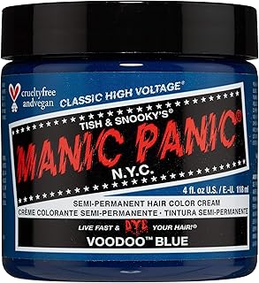 MANIC PANIC Classic Voodoo Blue Semi Permanent Hair Color - Dark Greenish Blue Hair Dye for Women & Men That Lasts 4-6 Weeks - Vegan, Ammonia & Cruelty-Free - Create & Mix Custom Shades (4oz)