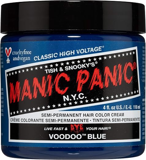 Manic Panic Classic Cream Semi Permanent Vegan Hair Color, Voodoo Blue, 4 Oz