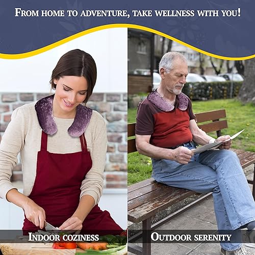 Miniatura 2 de Kozi Envoltura de cuello ponderada para microondas  Almohada térmica para el cuello de aromaterapia a base de hierbas  Almohadilla térmica para el