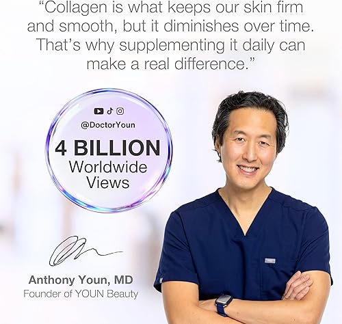 Miniatura 5 de YOUN Beauty Polvo de colágeno suplementario por el cirujano plástico holístico, Dr. Anthony Youn, 30 porciones (sin sabor), péptidos multicolágeno