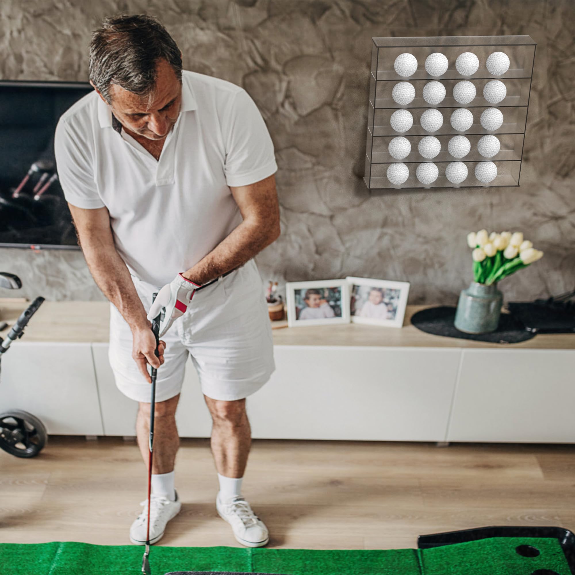 aleawol Présentoir mural pour 20 balles de golf - En acrylique transparent - Présentoir pour balles de golf et tennis de table - Pour amateurs de golf et objets de collection
