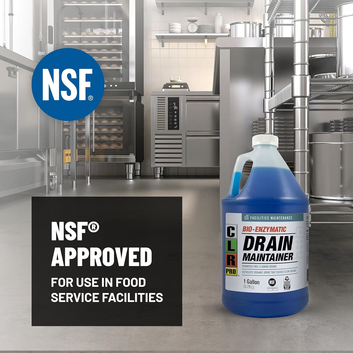 CLR PRO Commercial Drain Maintainer and Grease Trap Treatment, Preventative Maintenance Bio Enzyme Formula, Reduces Odor and Breaks Down Grease, 1 Gallon Bottle