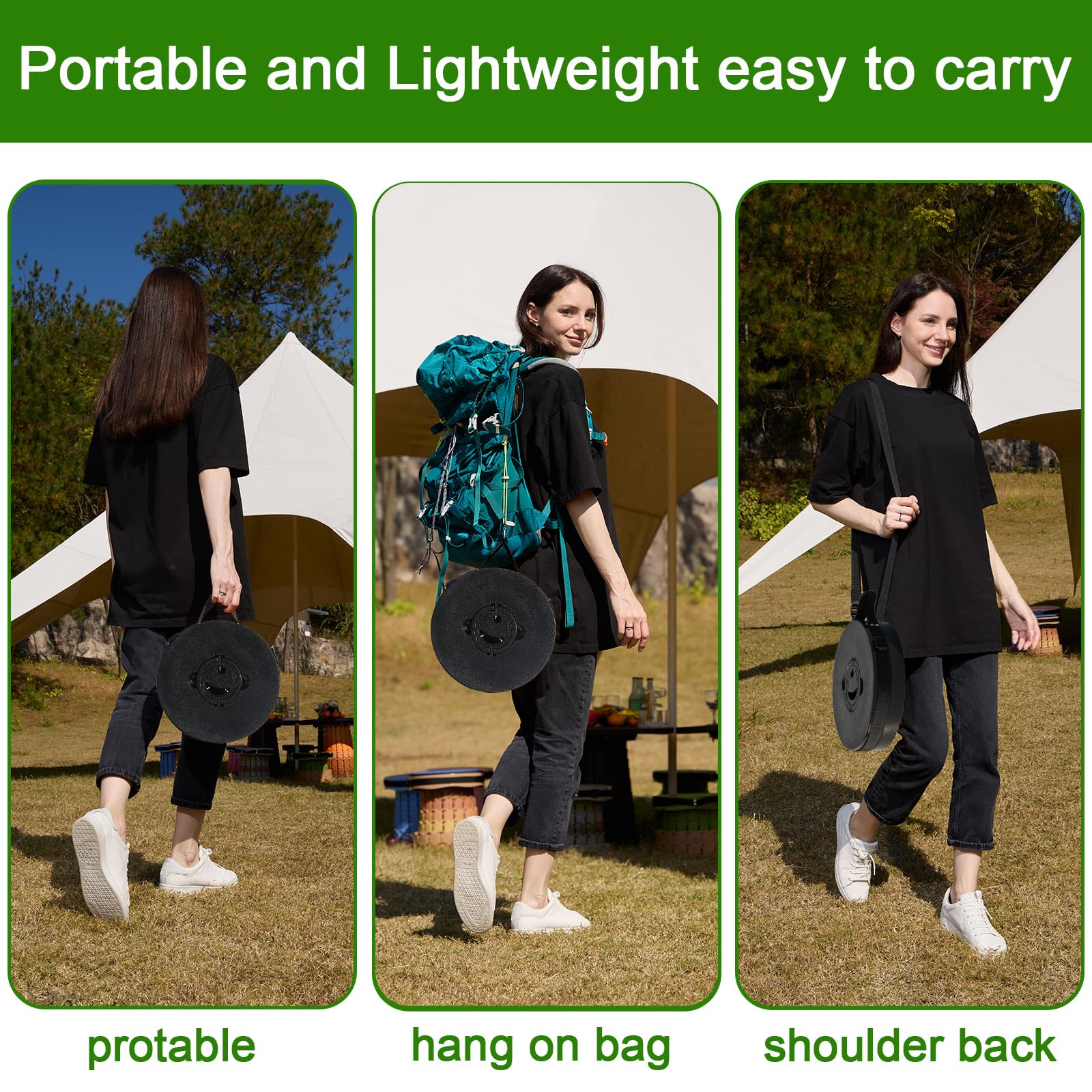 Upgrade XXL Collapsible Stool mit Kissen, tragbare Hocker für Erwachsene, stabilerer Klappstuhl mit Ladungskapazität 1000 Pfund, einziehbarer Campinghocker für Outdoor, Wandern, Reisen
