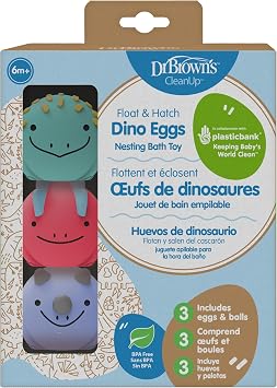 Dr. Browns CleanUp Float & Hatch Dino Eggs, Multi-Use Interactive Bath and Pool Toy for Toddlers, 6m+, BPA Free Packaging May Vary