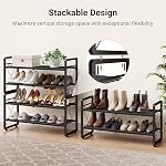 ELYKEN Raquette de chaussures, 2-Tier Organisateur de chaussures extensible pour entrée, plateau de chaussures en métal noir avec 4 Crochets, porte-chaussure réglable pour placard, Garage, Entrée de porte