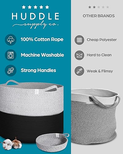 Miniatura 3 de XXXXL - Cesta lavable de 125 L, extra grande, duradera, suave, cesta de cuerda de algodón tejida con asas para lavandería, sala de estar,