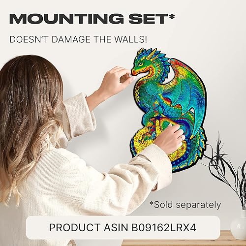 Miniatura 6 de UNIDRAGON Rompecabezas de madera original, dragón protector, 330 piezas, tamaño King de 10.6 pulgadas x 17.3, hermoso paquete de regalo, forma