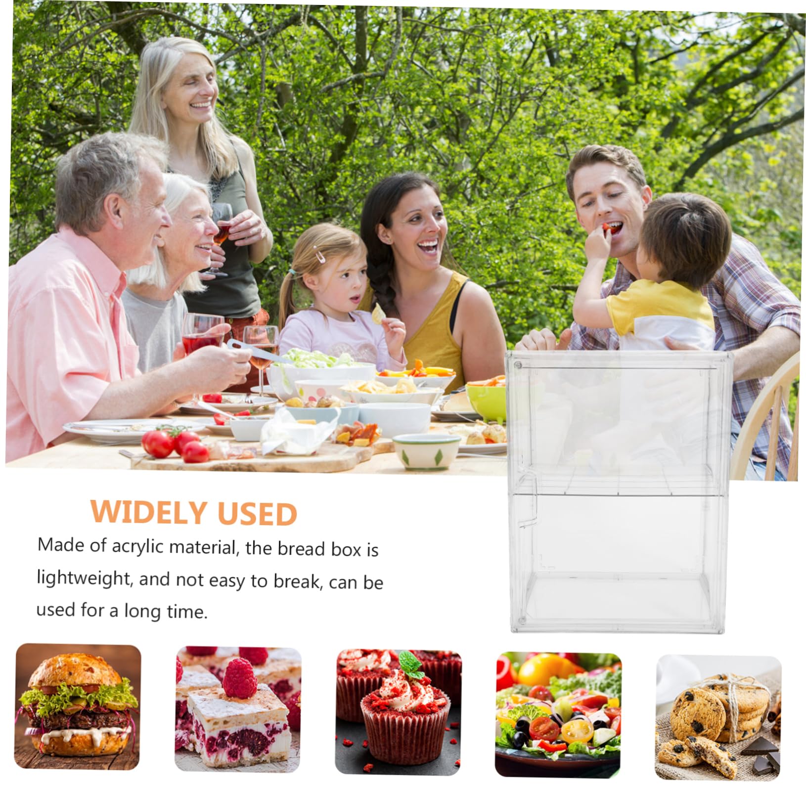Cabilock Contenedor de Pan Transparente de Doble Capa para Encimera Caja de Almacenamiento de Pan Organizador de Alimentos y Snacks para Cocina y Panaderías