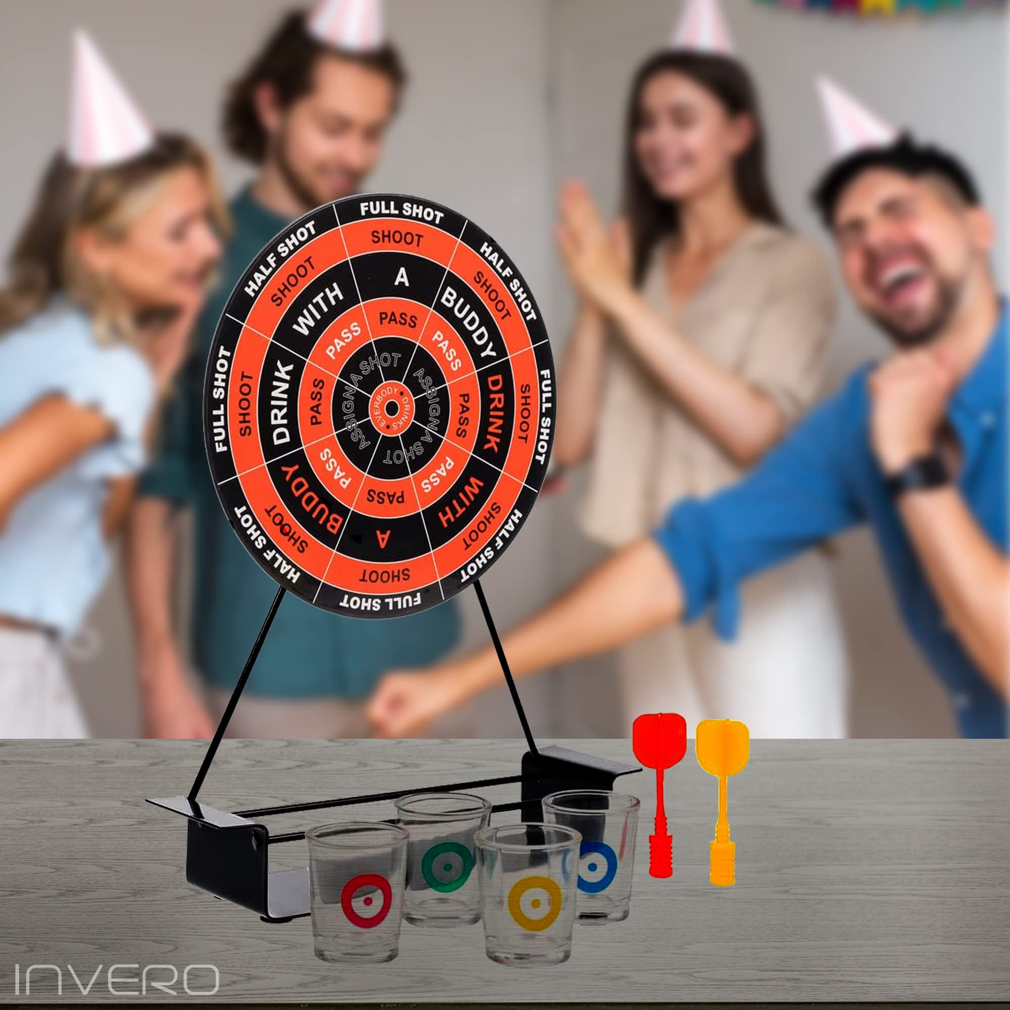 ADEPTNA Set Freccette Magnetiche Con Bicchierini – Gioco Da Bere Per Adulti – 2-4 Giocatori – Idea Festa Addio Al Celibato/Nubilato