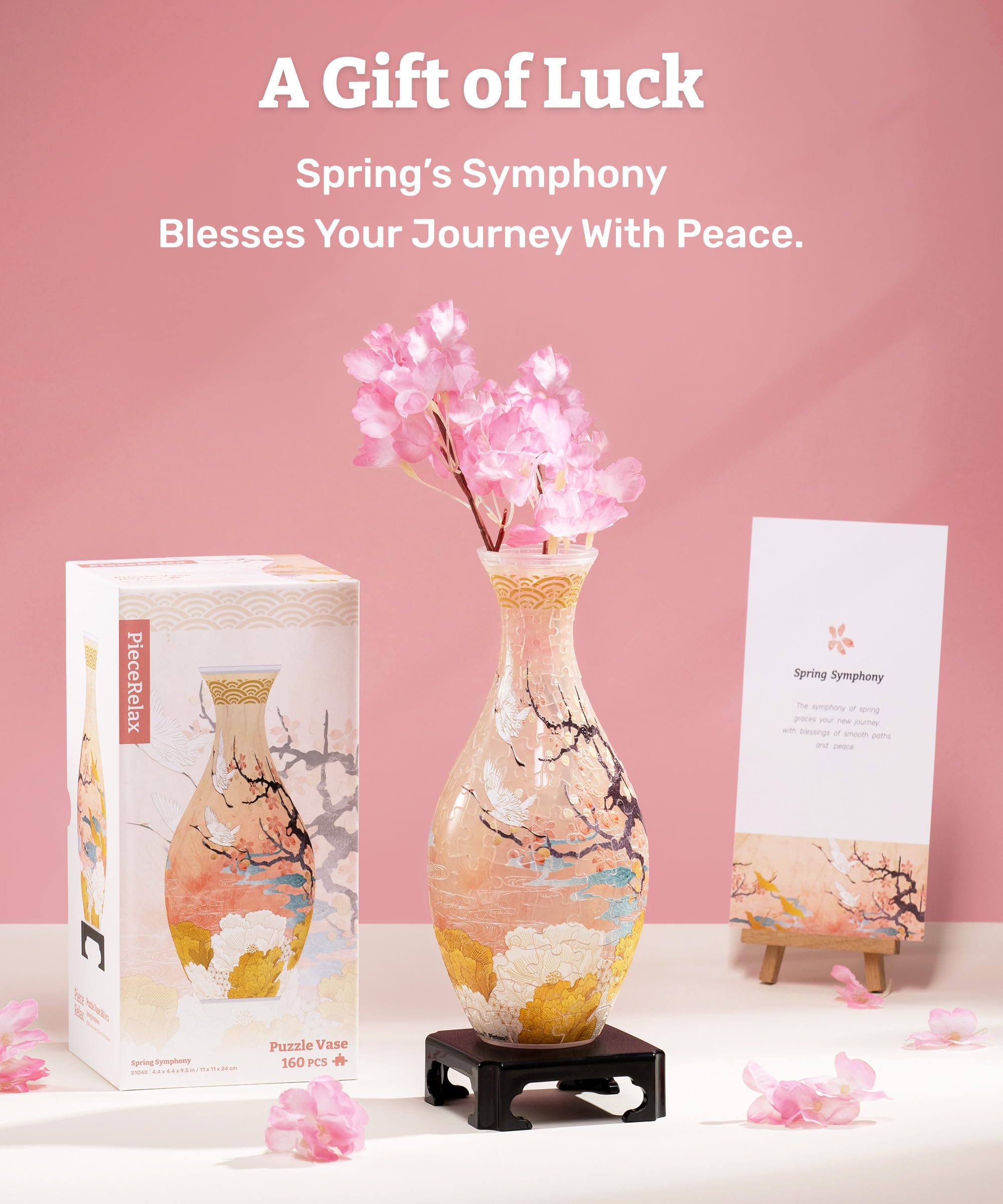 PieceRelax 3D Puzzle Vase for Adults, Spring Symphony, 160 Pieces, DIY Unique Flower Vase - Image 3