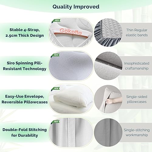 Miniatura 2 de GOKOTTA Juego de sábanas de tamaño King de 4 piezas, sábanas de bambú súper suaves, refrescantes para personas que duermen con calor, sábanas