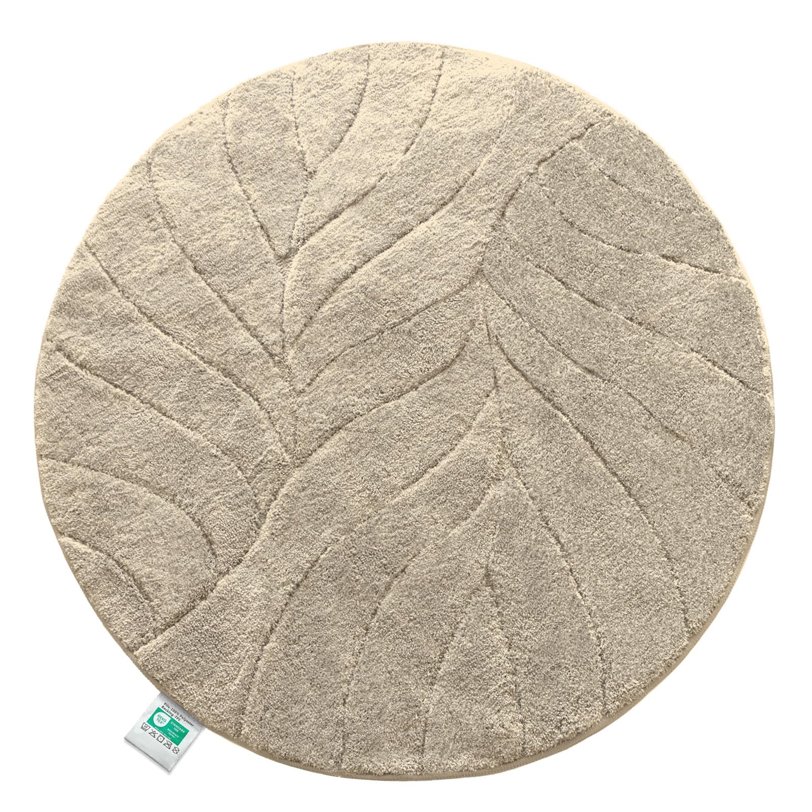 Floordirekt Bath Mat - Extra Fluffy & Quick-Drying - Bathroom Rug with Non-Slip Back - Bath Mat Shower Mat (Maris) (Ivory, Round, 120 cm)