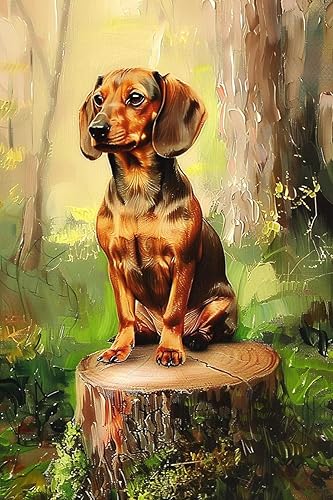 Kits de pintura de diamantes 5D, perro salchicha marrón, taladro completo, cuentas redondas, arte de diamantes, piedras de punto de cruz, pintura de