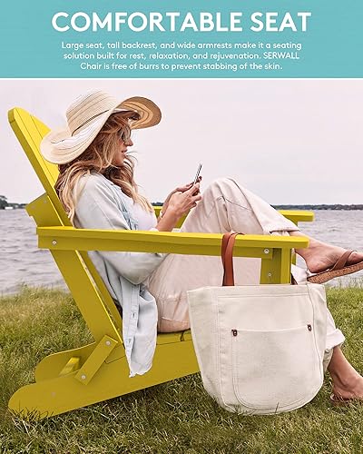 Miniatura 31 de SERWALL - Silla plegable Adirondack para patio, jardín, exterior, resistente a la intemperie, sillas para hoguera, color naranja