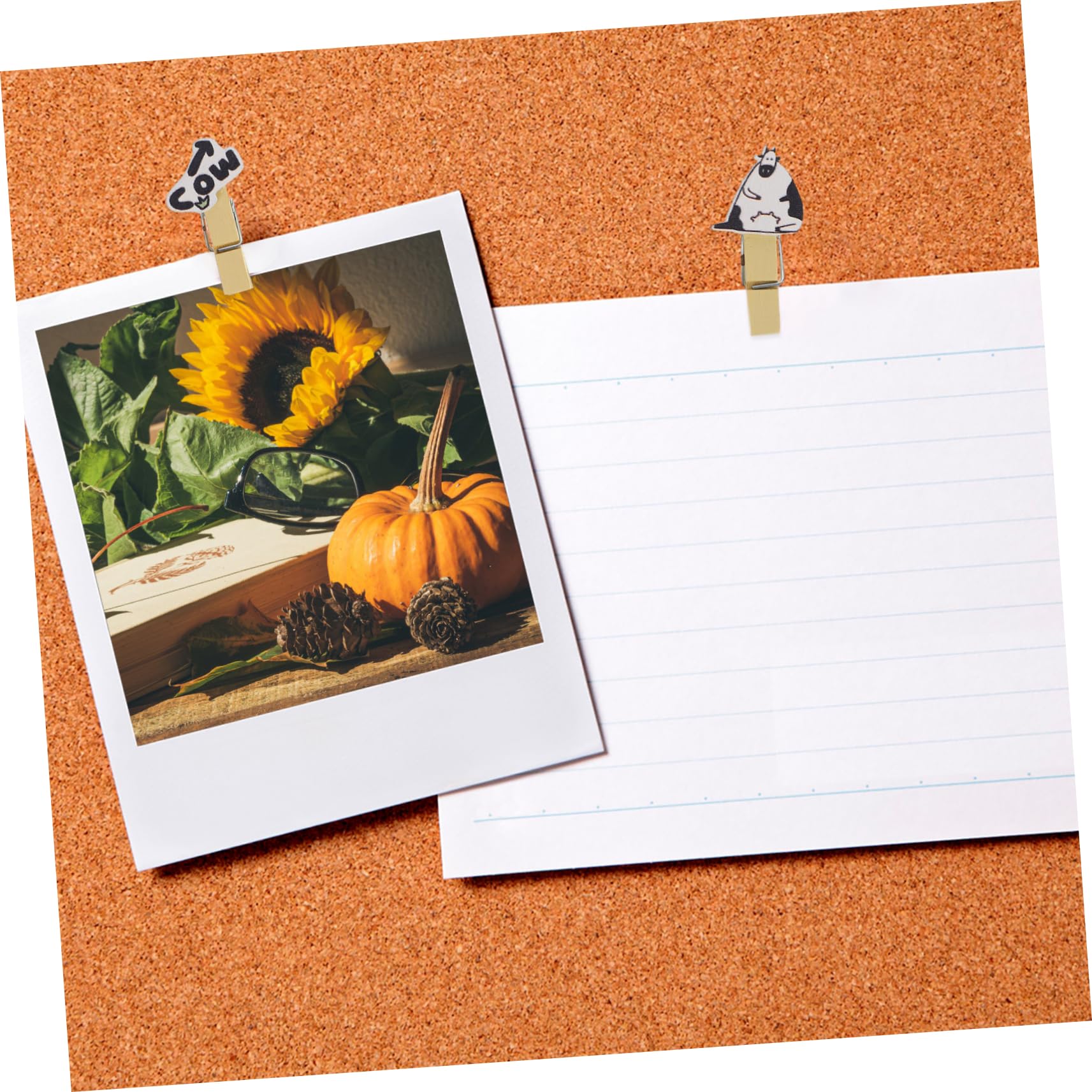 Cabilock 5packs Cow Shaped Wooden Photo Clips with Rope Total Craft Clips for Home Decoration and School Projects Eye-catching Memo Holders