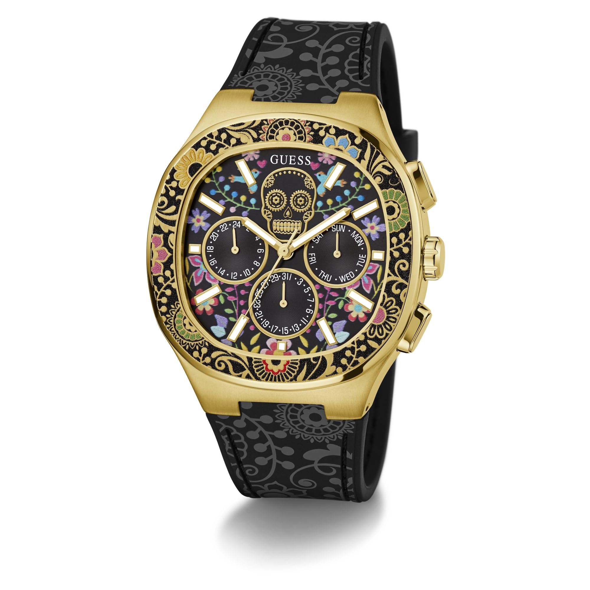 Guess Reloj analógico de Cuarzo para Hombre con Correa de Silicona GW0784G1, Multicolor, Catrin