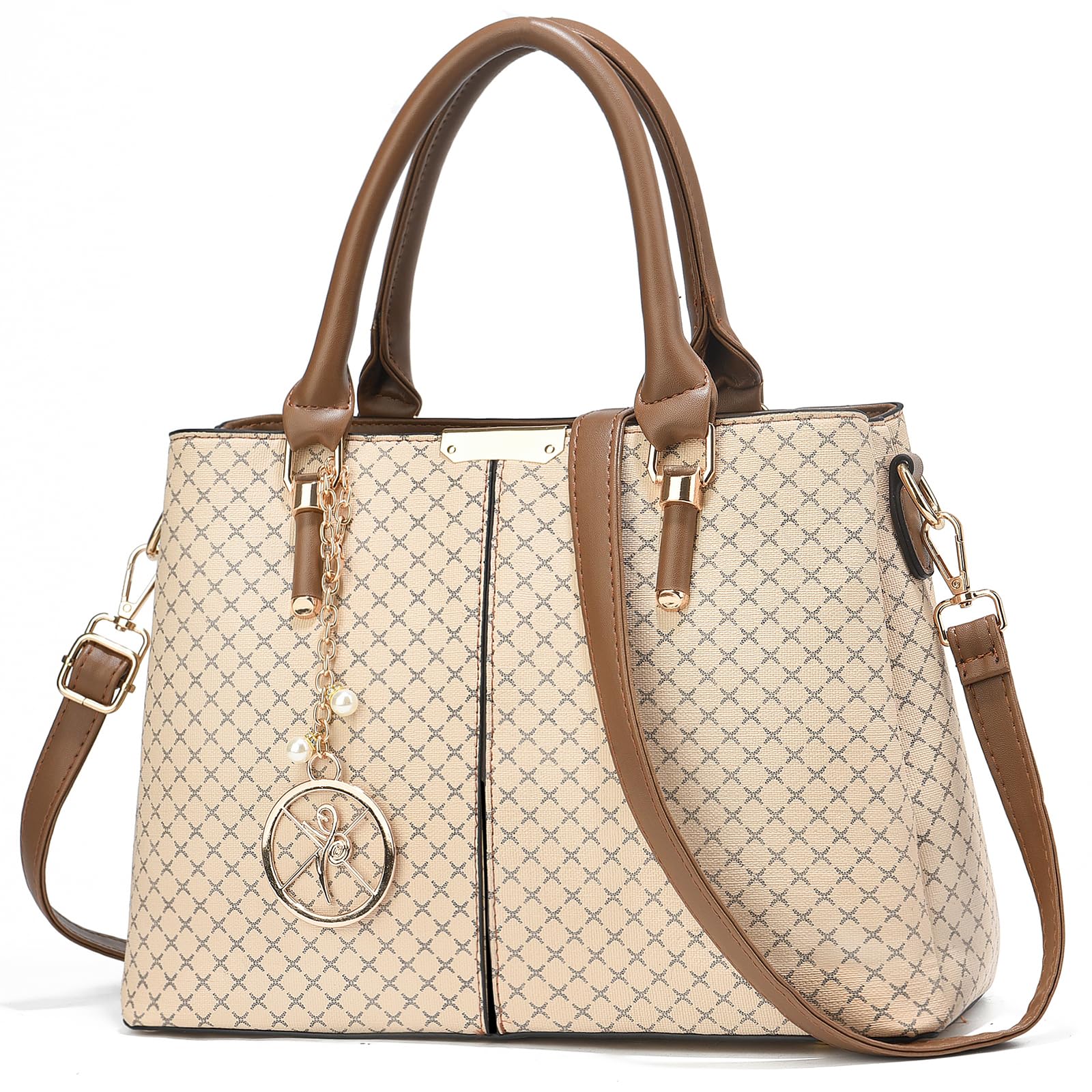 Purse and Handbags for Women, 3 Zip Compartments Tote Bag Designer Shoulder Purse Top Handle Satchel Bags