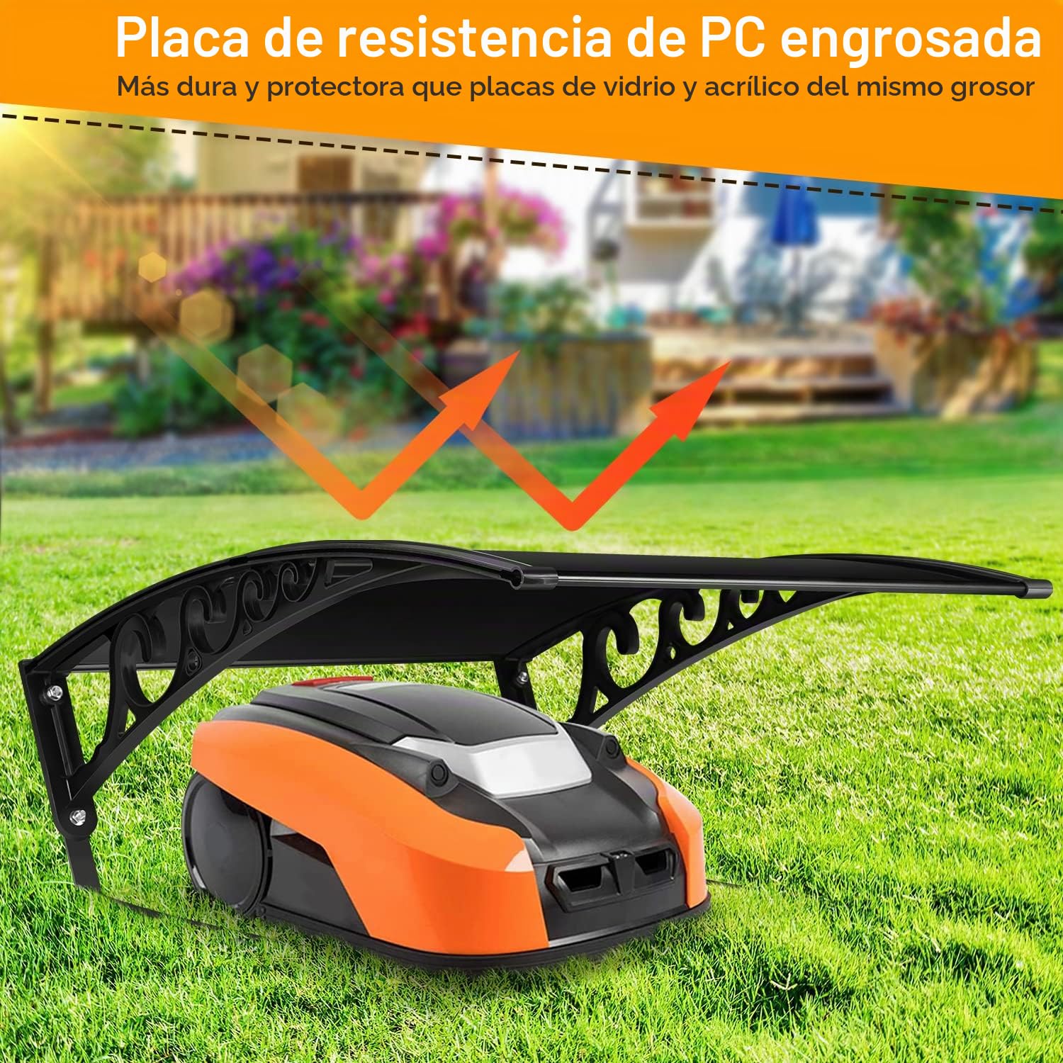 Robots cortacésped de tejado, 106 x 87 x 50 cm, para robot cortacésped, protección contra la lluvia, protección UV (negro)