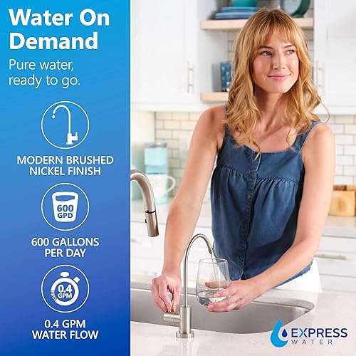 Miniatura 7 de Express Water Sistema de ósmosis inversa sin tanque 600 GPD - Sistema de filtro de agua de ósmosis inversa 21 puro para drenar, fácil de instalar,