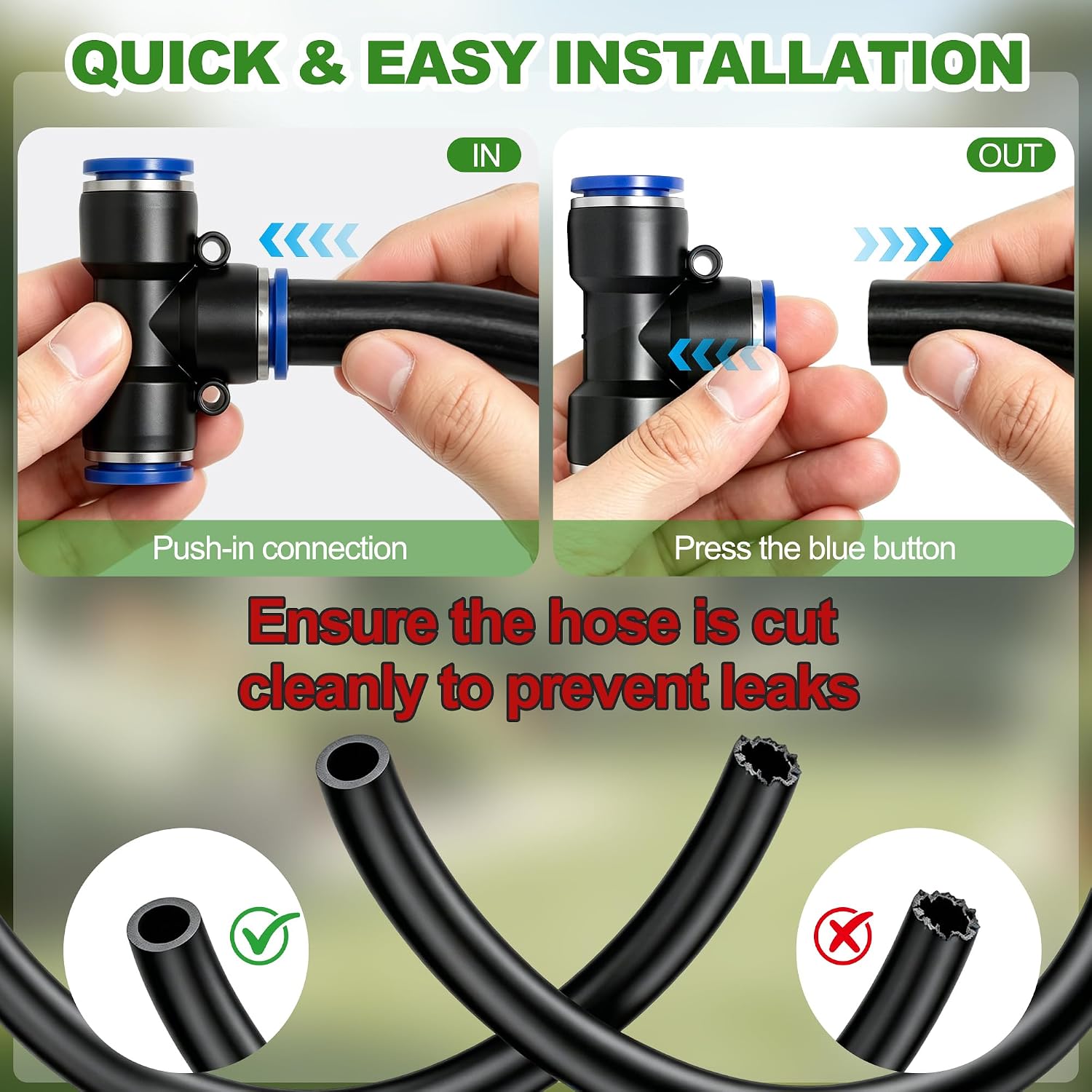 2 Pack 4-Way Drip Irrigation Connector, 3/8" to 1/4" Quick Connect Fittings image 5