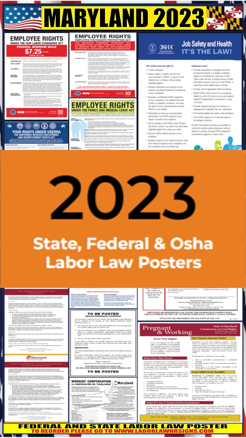 2023 Maryland (MD) State Labor Law Poster State, Federal