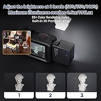 Vista 3 de JJC Luz LED de acción de 5, luz de relleno auxiliar magnética para DJI Osmo Action 5 Pro 4 3 / Xtra Edge Pro, mini luz de video recargable IPX5