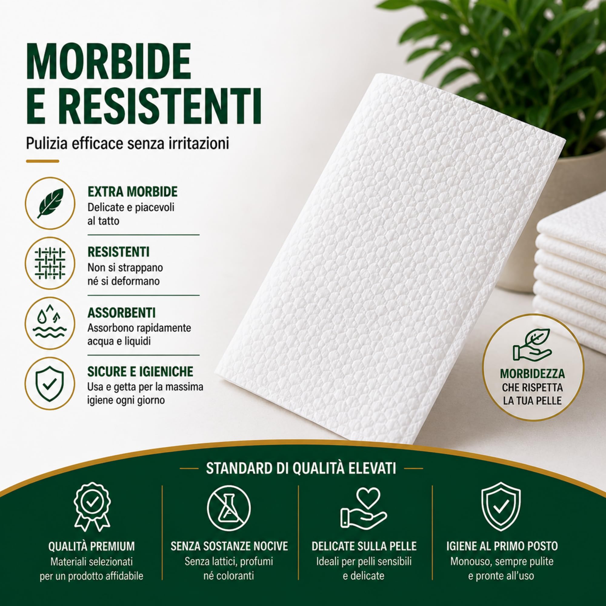 200 Guanti da Bagno Usa e Getta Ultra Morbidi - Non Tessuti Imbottiti - Per Cura Medica e Igiene - Bianchi - Le Pro del Medicale