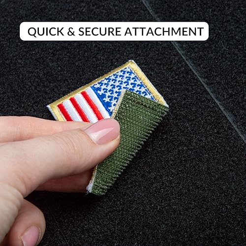 Miniatura 6 de Bluyellow Tablero de parche de velcro de 15.7 x 23.6 pulgadas con bandera de Estados Unidos, parches de calavera blanca y roja, pantalla de parche