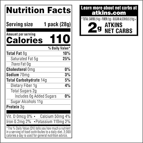 Miniatura 2 de Atkins Endulge Treat, caramelos de mantequilla de maní, 0.07 oz de carbohidratos netos, 0.07 oz de azúcar, relleno cremoso de mantequilla de maní,