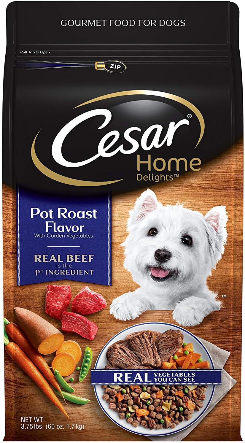 CESAR HOME DELIGHTS Dry Dog Food Pot Roast Flavor with Garden Vegetables Small Breed Dog Kibble, 3.75 lb. Bag