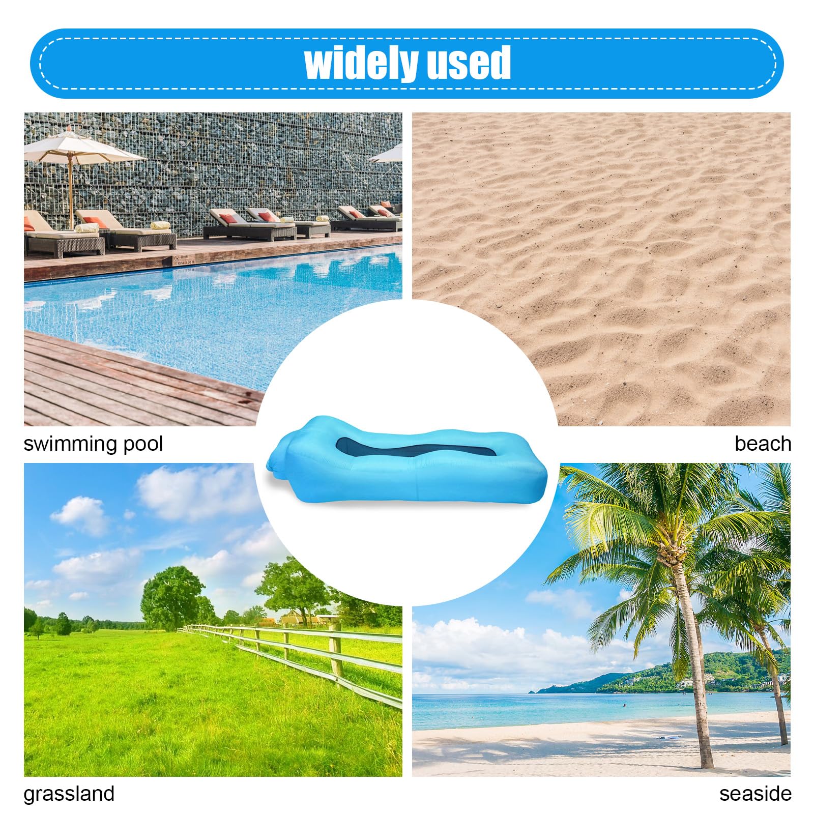 Nadmuchiwana sofa, 210T, wodoszczelna sofa powietrzna z torbą do noszenia, nadmuchiwana leżanka, sofa powietrzna na kemping, do parku, na plażę, na basen i imprezy na plaży