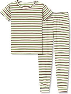 Topgal
Unisex Toddler Kids' Snug-Fit Stripe Pajamas - 2 Piece Pjs for Boys & Girls Short Sleeve Pants Set Size 2T-10