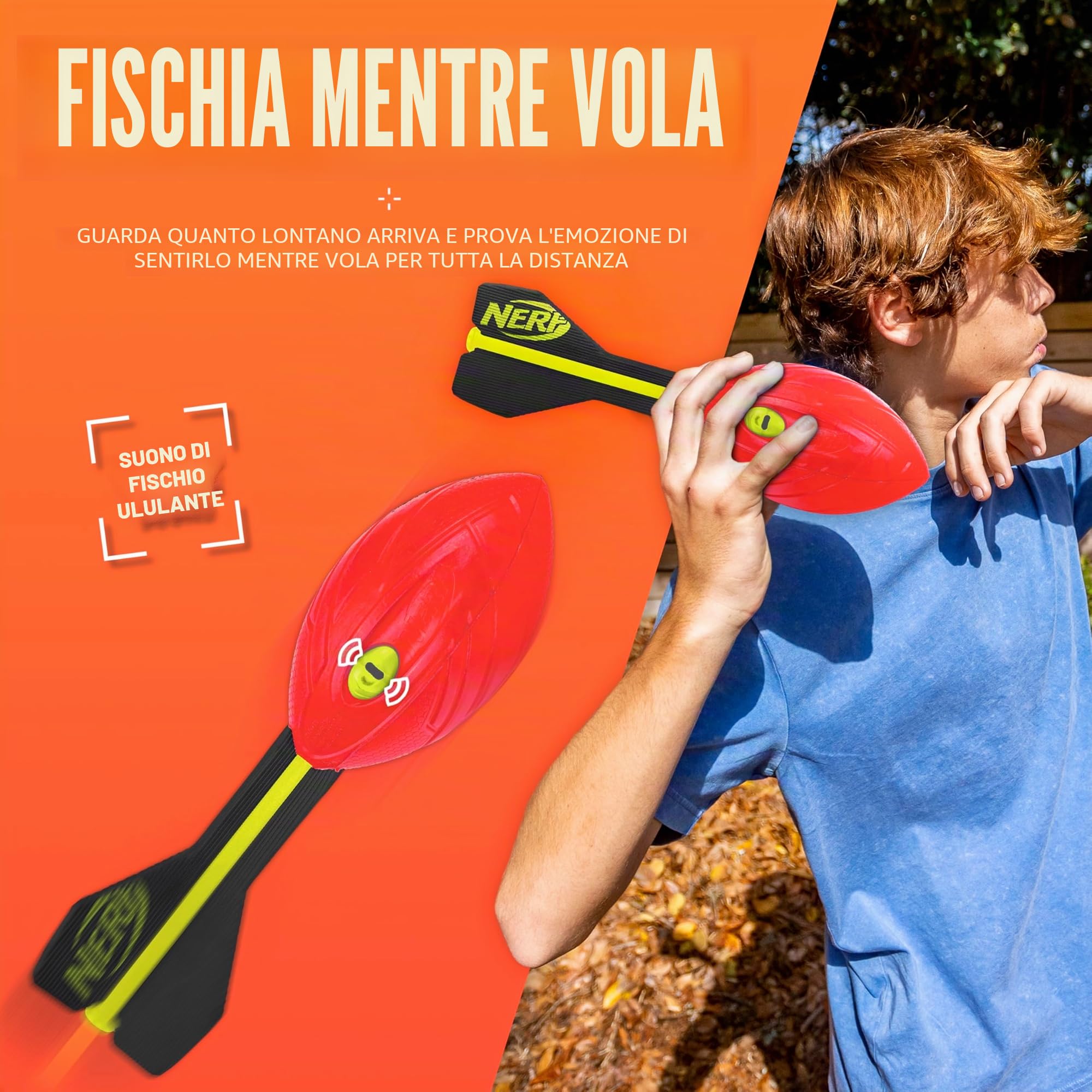 Nerf Vortex Aero Howler Foam Ball – Classic Long-Distance Football - Flight-Optimizing Tail - Hand Grip – Indoor and Outdoor Fun