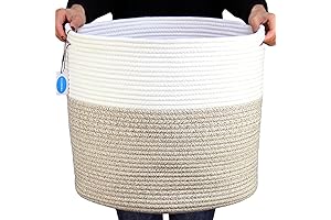 Casaphoria Large Round Rope Storage Baskets with Handles-Woven Style Laundry Hamper