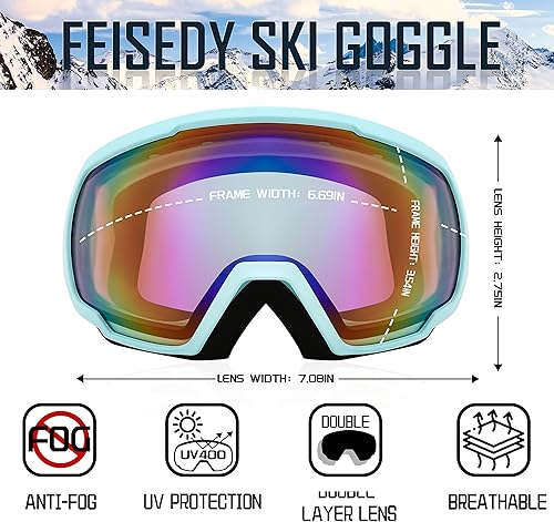 Miniatura 5 de FEISEDY Gafas OTG  Gafas de motocicletaesquímoto de nieve para hombres, mujeres y jóvenes  100% protección UV B2960