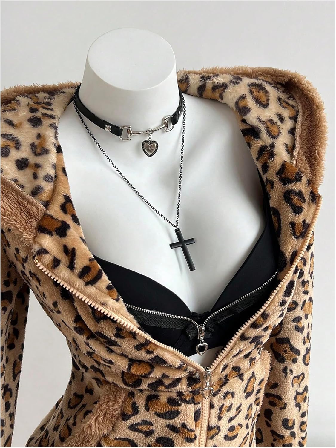 SweatyRocks Women's Y2k Leopard Print Zip Up Hoodie Long Sleeve Fitted Fleece Sweatshirts with Pockets - Image 4