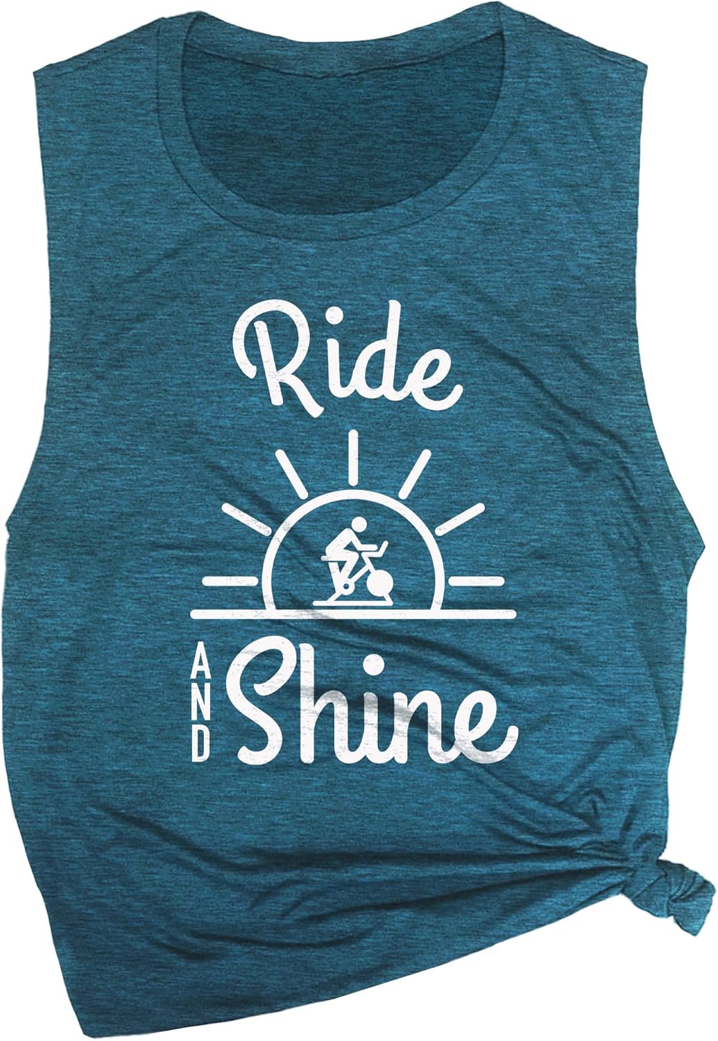 Ride and Shine Women's Workout Muscle Tee - Sleeveless Active Wear, Yoga, Gym Top for Cycling - Comfortable Workout Tank Top