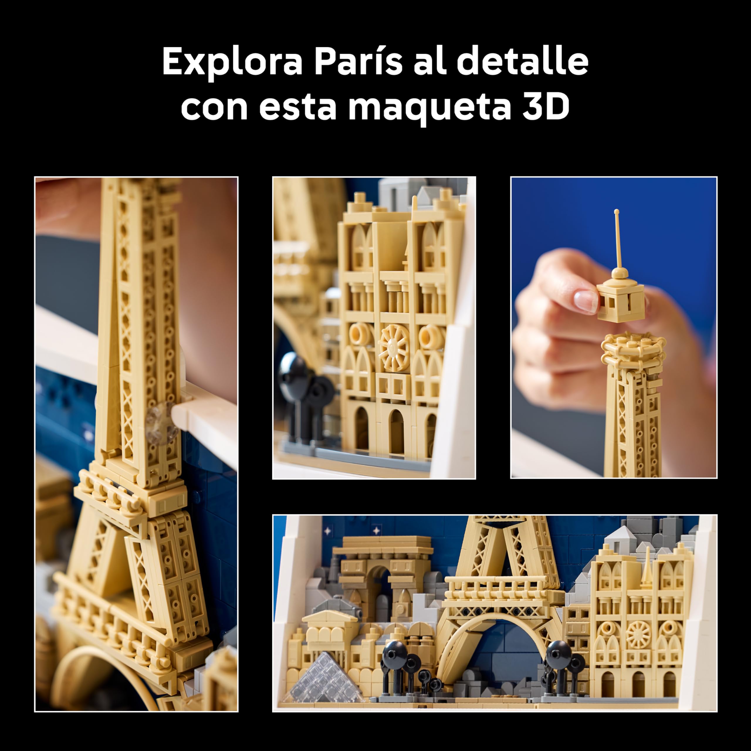 LEGO Architecture París: Ciudad del Amor - Maqueta 3D de Miniatura para Adultos - Decoración de Pared para el Hogar con Iconos Parisinos Inc. Torre Eiffel y Notre Dame - Regalo para Viajeros 21064