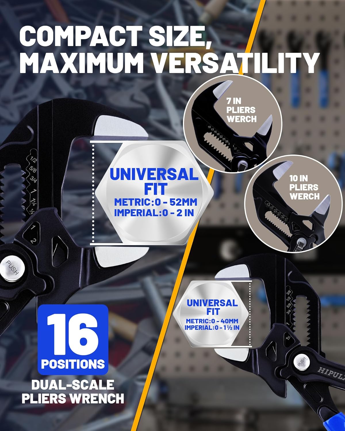 7 & 10-Inch Pliers Wrench with 4 Protective Covers - Professional Grade CRV Steel Adjustable Parallel Jaw Wrench with One-Click Resizing, Storage Pouch for All Types of Nuts, Water Pipes, etc