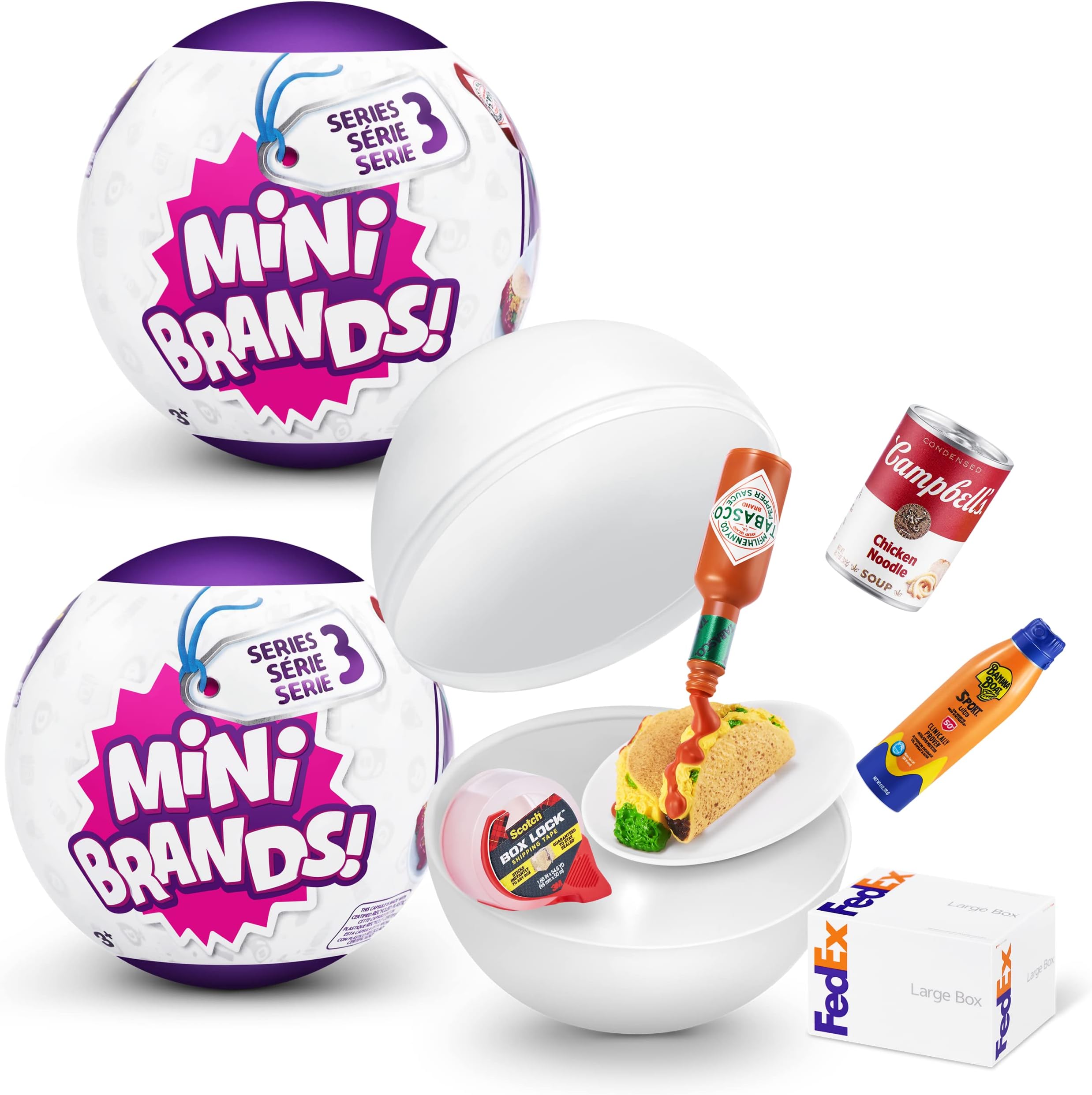 5 Surprise Mini Brands Series 3 Capsule by ZURU Real Miniature Brands Collectible Toy, Capsules of 5 Mystery Miniature Brands for Girls, Teens, Adults and Collectors Perfect Stocking Stuffer and Gift