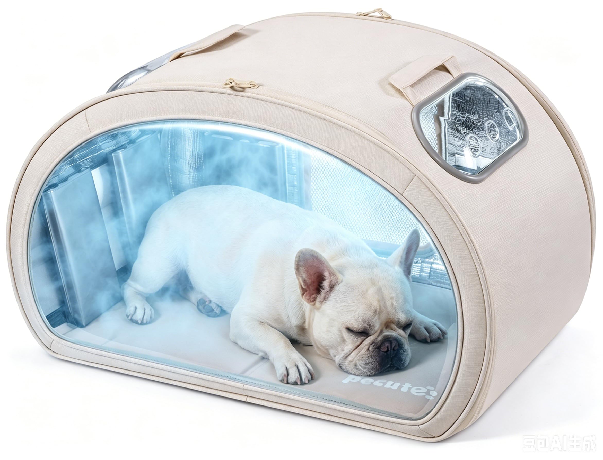 Pecute Katzenkühlhaus mit Kühlmatte – Faltbare Katzenhöhle mit Isolierung & 6 Kühlakkus, tragbares Katzenhaus mit transparentem Fenster, für Katzen & kleine Hunde