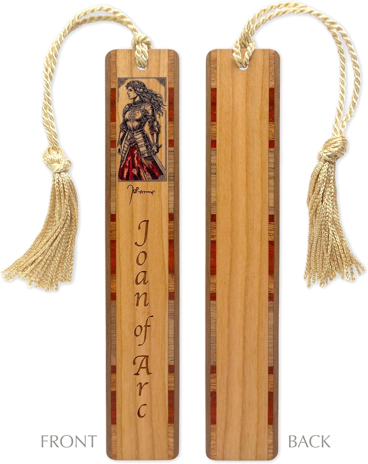 Personalized Joan of Arc Wooden Bookmark – Historic Photo Design with Tassel | Made in USA