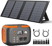 Vista 1 de 300W Portable Power Station with Solar Panel 40 Watt, 260Wh Solar Powered Generator for Camping Lithium Battery Bank with Solar Panels, 110V Outlet